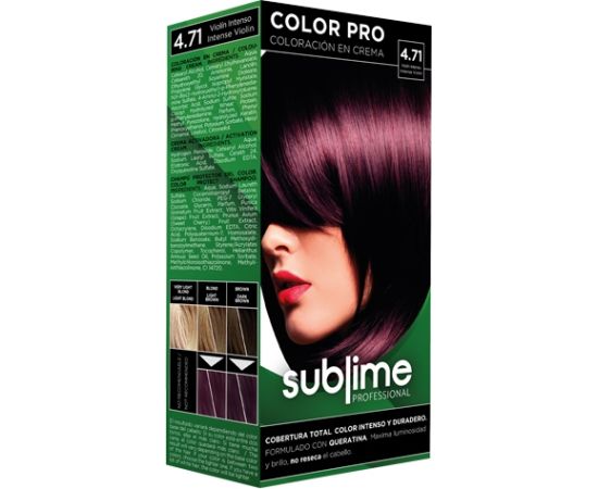 EC SUBLIME PROFESSIONAL HAIR COLOR CREAM COLOR PRO 4.71 INTENSE VIOLIN 50 ML - Matu krāsa ar keratīnu