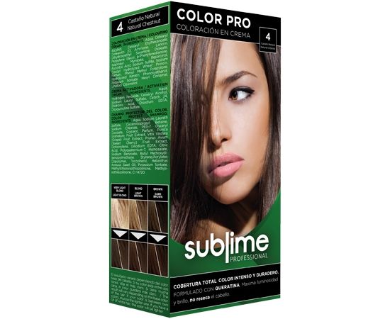 EC SUBLIME PROFESSIONAL HAIR COLOR CREAM COLOR PRO 4 NATURAL CHESTNUT 50 ML - Matu krāsa ar keratīnu