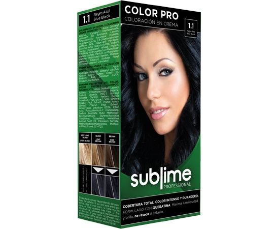 EC SUBLIME PROFESSIONAL HAIR COLOR CREAM COLOR PRO 1.1 BLUE BLACK 50 ML - Краска для волос с кератином