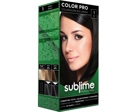 EC SUBLIME PROFESSIONAL HAIR COLOR CREAM COLOR PRO 1 BLACK 50 ML - Matu krāsa ar keratīnu