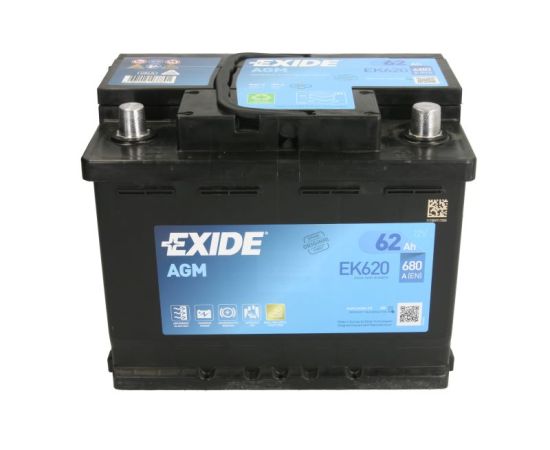 Akumulators EXIDE 62Ah/680A AGM (Labais+) 242x175x190 B13 (AGM)