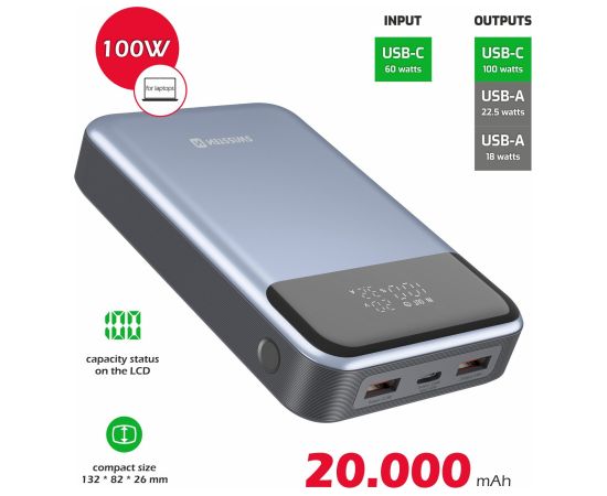 Swissten Power Bank Ārējas uzlādes baterija Datoram 20000 mAh / 100W