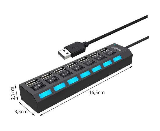 Goodbuy adapteris (sadalītājs) no USB 2.0 uz 7 x USB 3.0 | 480mbps melns