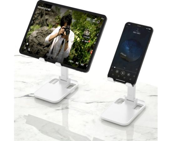 Dudao desk telescopic stand foldable phone holder tablet white (F5XS whie)