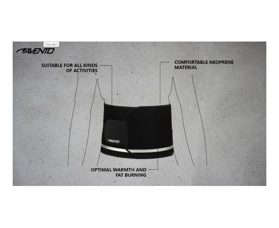 waist trimmer belt AVENTO 44SI adjustable S/M Black/Silver grey Принадлежности для фитнеса