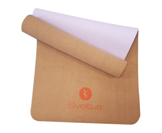 Yoga mat SVELTUS 1303 183x61x0,5cm Cork / pink