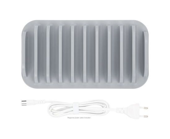 Manhattan Charging Station, 10x Ports: 3x USB-C (up to 18W PD) and 7x USB-A (up to 12W), 120W Total Output, White/Grey, Three Year Warranty, Box