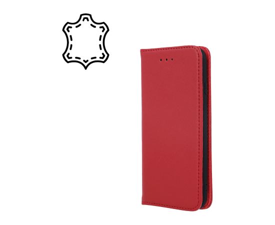 Fusion Genuine Leather Book grāmatveida maks Xiaomi Redmi 12C sarkans