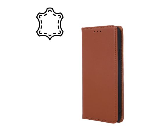 Fusion Genuine Leather Book grāmatveida maks Xiaomi Redmi 12C brūns