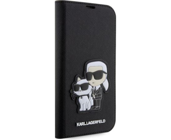 Karl Lagerfeld PU Saffiano Karl and Choupette NFT Book Case for iPhone 13 Pro Max Black