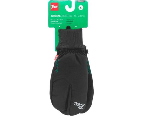 Green -8…-20°C Lobster Ski Glove / Melna / Zaļa / XL