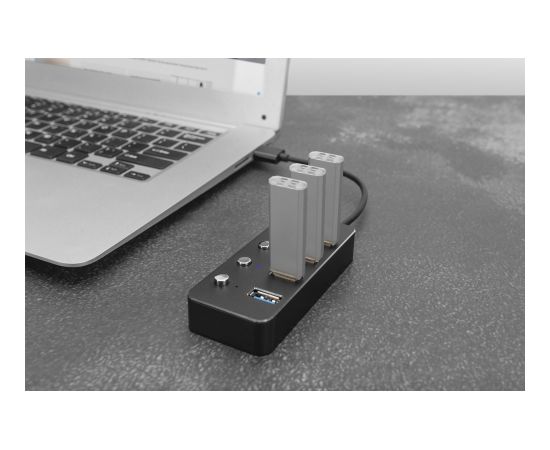 Digitus USB 3.0 Hub, 4-port, schaltbar, Aluminium Gehäuse