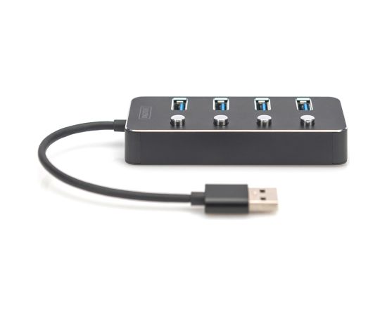 Digitus USB 3.0 Hub, 4-port, schaltbar, Aluminium Gehäuse