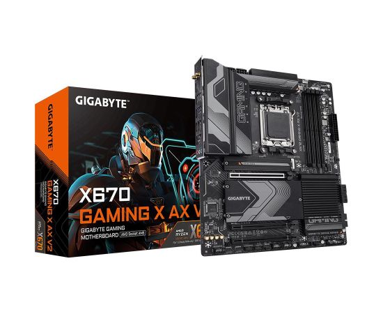 Mainboard GIGABYTE AMD X670 SAM5 ATX Memory DDR5 Memory slots 4 2xPCI-Express 3.0 16x 1xPCI-Express 4.0 16x 2xM.2 1xHDMI 4xUSB 2.0 8xUSB 3.2 1xUSB-C 1xRJ45 3xAudio port X670GAMINGXAXV2 Mātes plates
