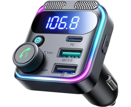 FM Transmitter for Car Joyroom JR-CCB01, Dual-Mic, 48W (Black)