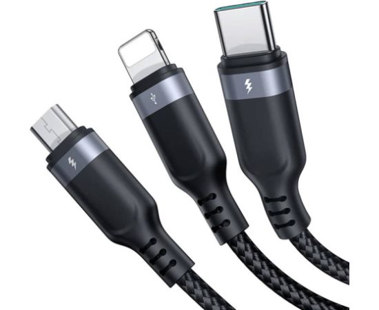 Cable USB Multi-Use Joyroom S-1T3018A18 3w1 / 3,5A / 0,3m  (black)