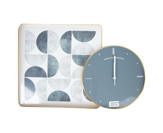 Wall clock NORA with a picture 40x60cm, grey