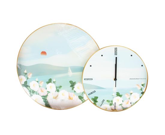 Wall clock NORA with a picture 40x60cm, flowers