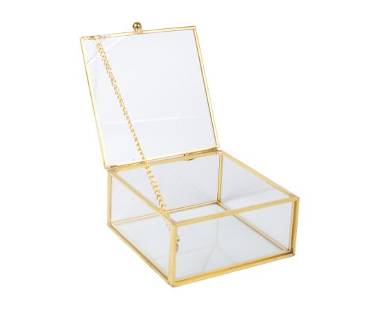 Glass box BERYL 10x10xH5cm, golden