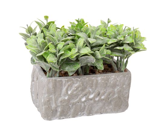 Artificial flower GREENLAND in pot grey stone