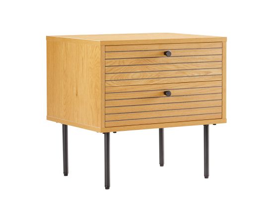 Night stand LINE with 2-drawers 50x40xH50cm, melamine with oak bark