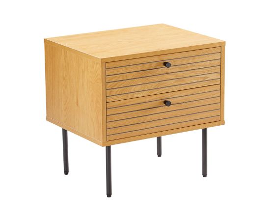 Night stand LINE with 2-drawers 50x40xH50cm, melamine with oak bark