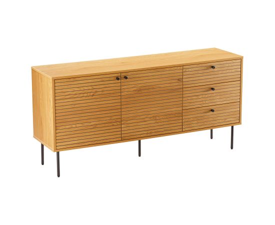 Sideboard LINE 150x40xH74cm, melamine with oak bark