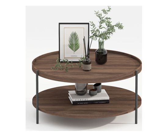 Coffee table CINDY D80xH40cm, melamine light walnut