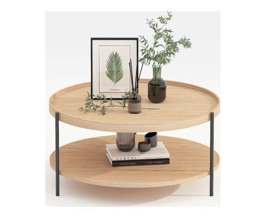 Coffee table CINDY D80xH40cm, melamine oak