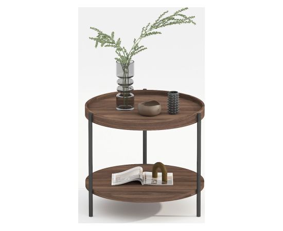 Coffee table CINDY D50xH45cm, melamine light walnut