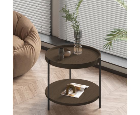 Coffee table CINDY D50xH45cm, melamine light walnut