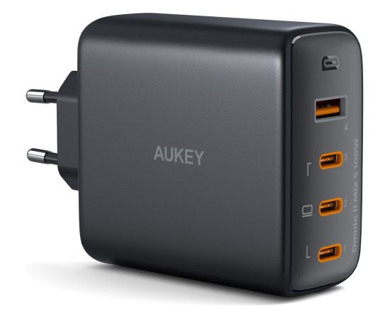 Wall charger AUKEY PA-B7S Omnia II GaN 3xUSB-C 1xUSB-A PD 3.0 PPS 100W