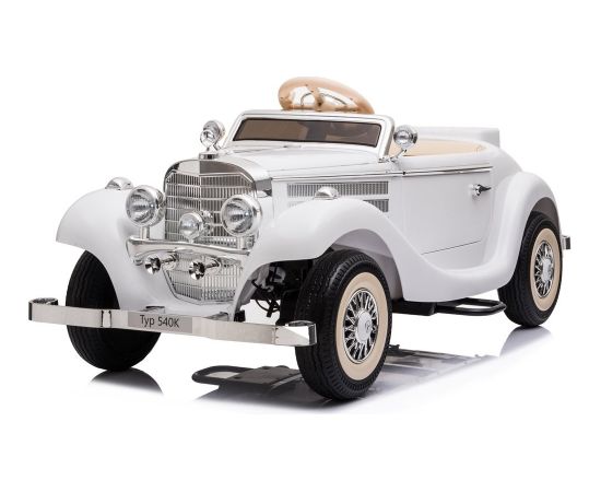 Divvietīgs elektromobilis Retro Mercedes 540K, balts Детский электромобиль