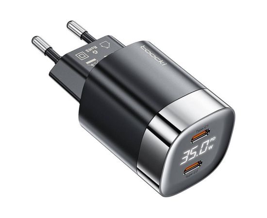 Зарядное устройство Toocki 2x USB-C, GaN 35 Вт (черный)