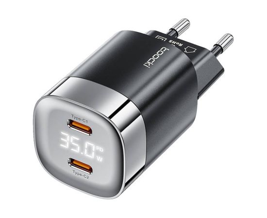 Зарядное устройство Toocki 2x USB-C, GaN 35 Вт (черный)