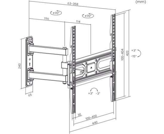 Maclean TV-Halterung, max vesa 400x400, für gebogene TVs, 33-55", 35kg, MC-647N