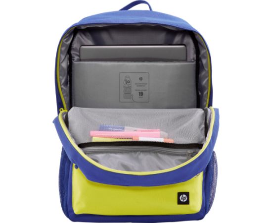 HP Campus 15.6 Backpack - 17 Liter Capacity - Bright Dark Blue, Lime / 7K0E5AA