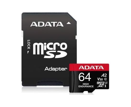 A-data ADATA High Endurance MicroSDXC 64 GB Class 10 UHS-I/U3 A2 V30 (AUSDX64GUI3V30SHA2-RA1)