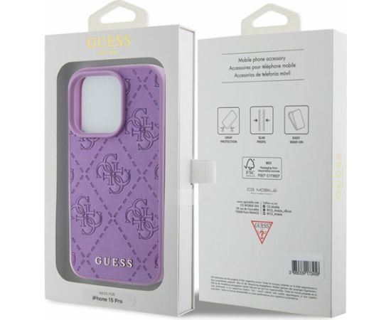 Guess PU Quilted 4G Classic Case Aizsargapvalks Priekš Apple iPhone 15 Pro
