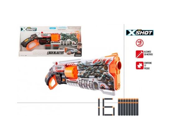 Pistole ar 16  porol. šautriņām līdz 30 m X-Shot Skins Lock Blaster ZURU 8 g+ CB47144