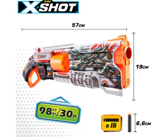 Pistole ar 16  porol. šautriņām līdz 30 m X-Shot Skins Lock Blaster ZURU 8 g+ CB47144