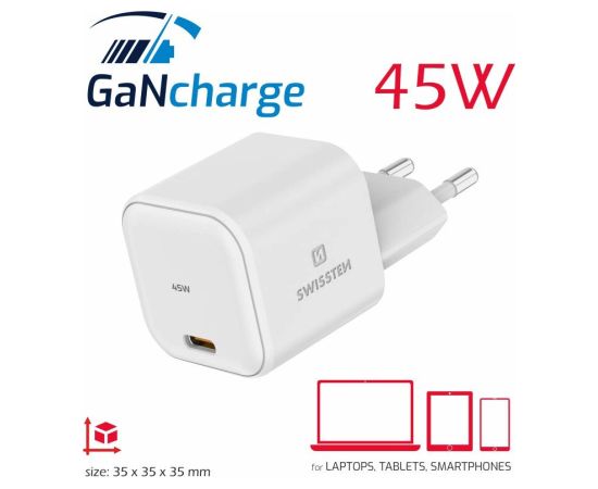 Swissten GaN Travel Charger Адаптер USB-C 45W