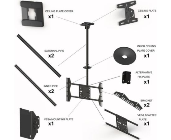 Multibrackets MB-5484 TV griestu kronšteins televizoriem līdz 63" / 80kg