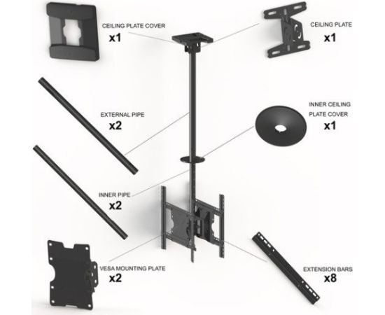 Multibrackets MB-5477 TV griestu kronšteins 2  televizoriem līdz 65" / 50kg