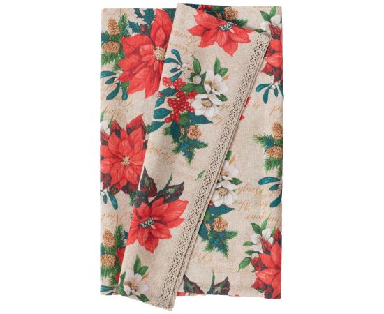 Table mat WINTER FLOWERS 43x116cm, poinsettias Столовые приборы
