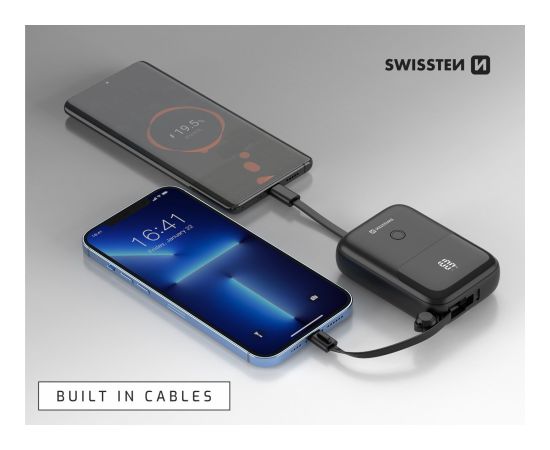 Swissten Power Bank  Ārējas uzlādes baterija ar USB-C un Lightning Kabeli 10 000 mAh 22.5W