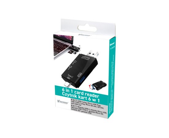 VAKOSS CARD READER 6IN1 USB A / MICRO USB / USB C / SD / MICRO SD / USB TC-R425X