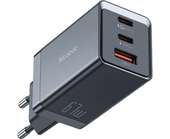 Mcdodo CH-1544 GaN wall charger, 2x USB-C, 1x USB, 67W + USB-C to USB-C cable (black)