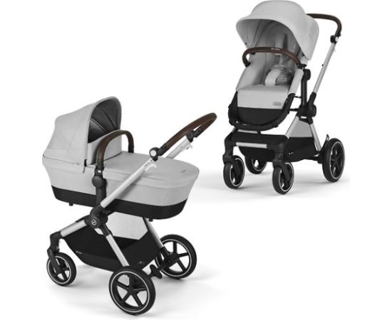 CYBEX EOS Lux kombinētie rati, Lava Grey, sudraba rāmis