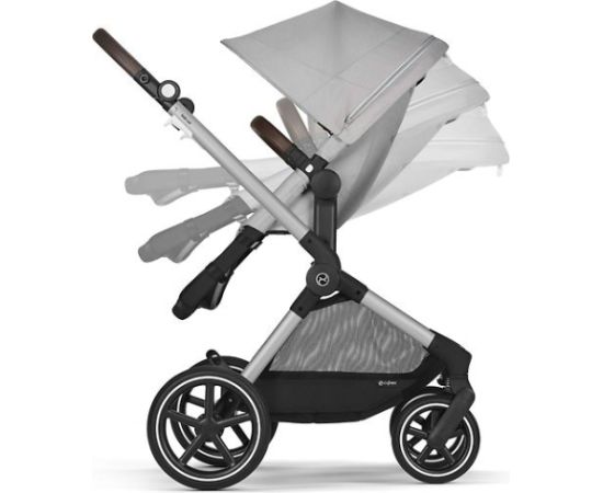 CYBEX EOS Lux kombinētie rati, Lava Grey, sudraba rāmis